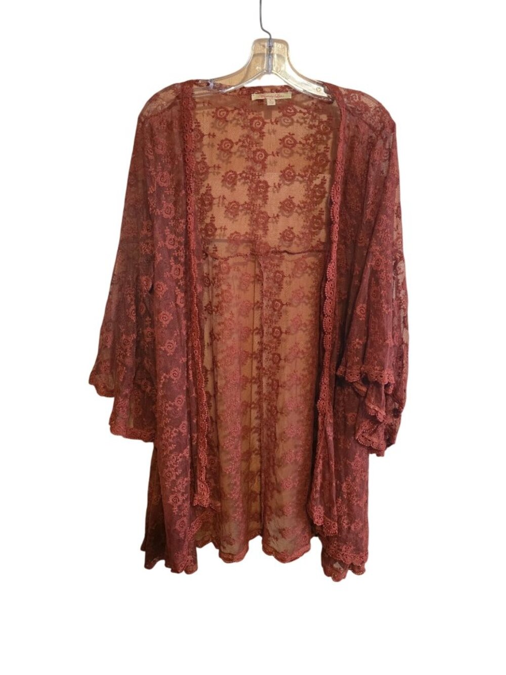 Magnolia Lane Lace Kimono Cardigan Rusty Rose Sheer boho fairycore coquette